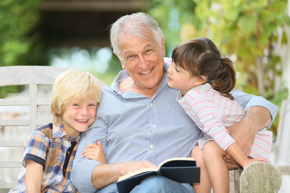 Grandpa with two kids